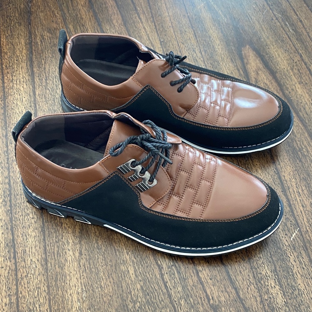Gatsby Men’s Orthopedic Oxford Derby Shoes Brown & Black Leather EU 47 US 13